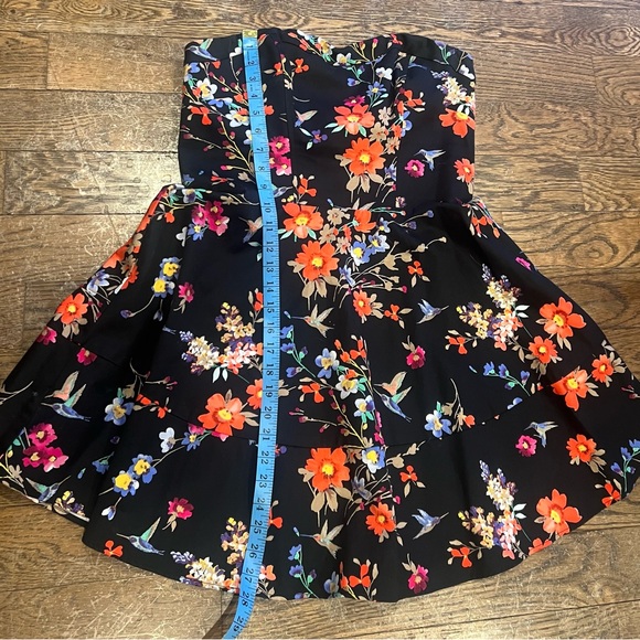 Express vintage strapless black floral mini dress size 12 - Picture 9 of 9